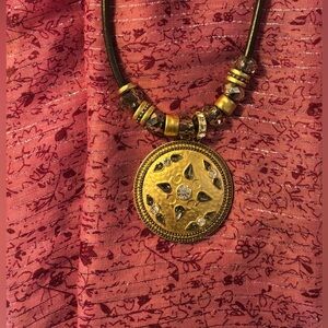 Gold and black statement necklace